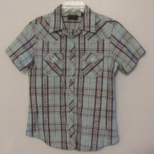 Bit & Bridle Button Up Shirt Women's Medium Green/Brown/Silver